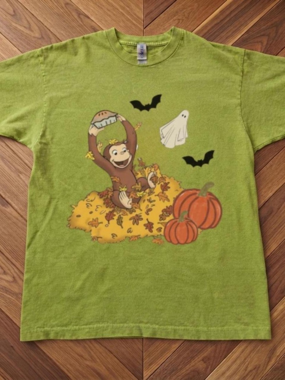 Gildan Lime Green Curious George Halloween Short Sleeve Tee